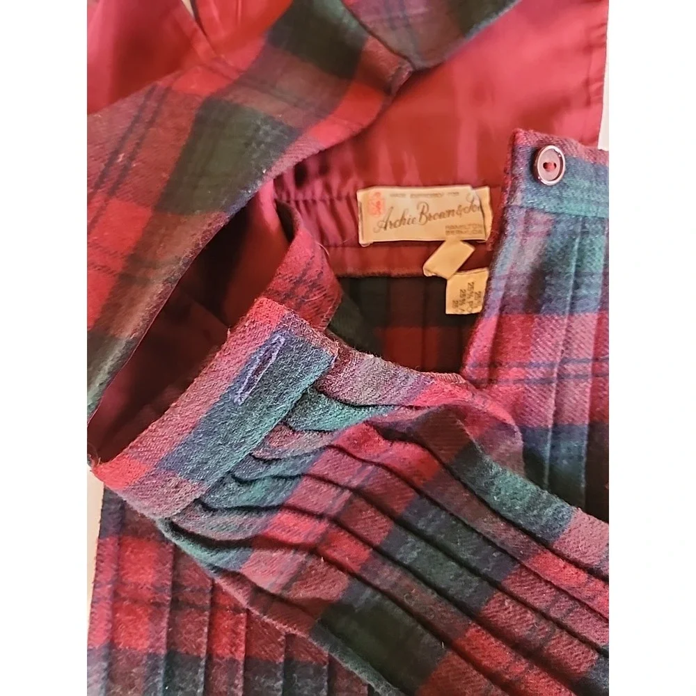 VTG Archie‎ Brown & Son Pleated Skirt Vest Holiday Preppy Red Green Plaid Girl 8